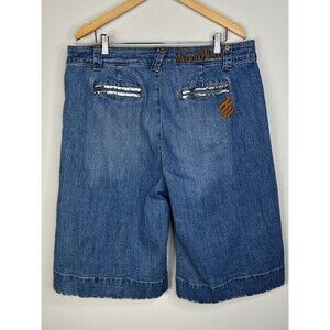 Roca Wear Shorts Women 20 Blue Denim Shorts Embroidered Sequins Streetwear Y2K